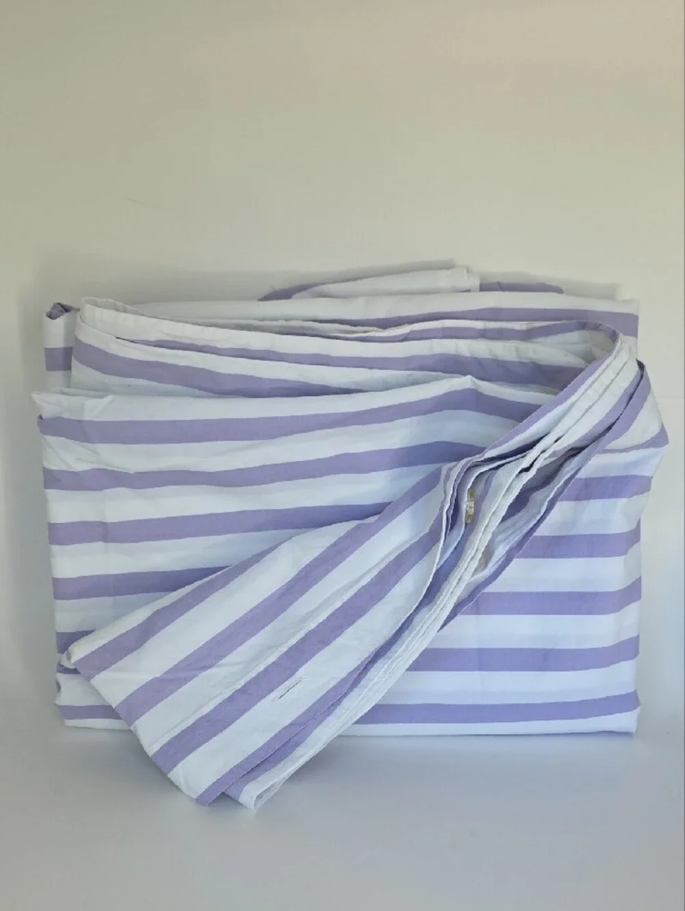 Pottery Barn Kids Lavender and White Striped Cotton Duvet Full/Queen 90 X 88